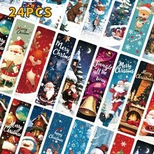 24pcs Christmas Elegant Bookmarks, Suitable For Christmas Decoration, Gifts, Reading Companions, Holiday Atmosphere