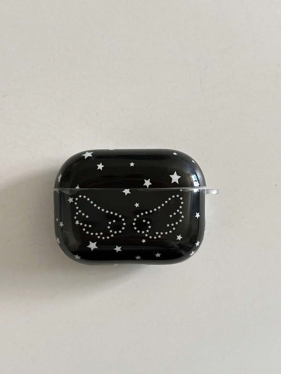 Minimalist Star & Angel Wing Wireless Bluetooth Earphone Protective Case - Black - View 1