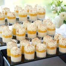 Conjunto de 10/50/100 unidades de copos cilíndricos transparentes de plástico para mousse, com capacidade de 100ml - Ideais para tiramisu, pudim, gelatina e cheesecake - Perfeitos para casamentos, aniversários, buffets e mesas de sobremesas. - transparente - Ver 2