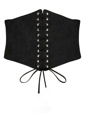 1pc Women's Renaissance Style Elastic Waist Belt, Black Corset Waist Cincher, Sexy Waist Trainer Suitable For Halloween Party Or Daily Wear