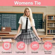 Black Ties For Women PreTied Necktie For Women Girls Adjustable Female Zipper Ties For Office School Party - màu đen - Xem 2