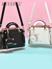 Fashionable Women's Handbag, Sweet And Ladylike, Korean-Style Leisure And Personality, Cat Single Shoulder Crossbody Bag, Tote Bag Fashionable And Versatile,  And Fashionable Women's Handbag, Cute And High-Quality Versatile Fashion Popular Daily New Handbag Single Shoulder Bag.Travel Accessories,Halloween,Halloween Decor,Fall Decor[US Local Warehouse] - 彩色 - 查看 7