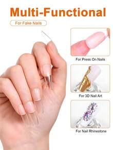 TWOING 2 Bottles Solid Nail Glue Gel Set, Extra Large Capacity Strong Adhesive For Press-On Nails, False Nail Tips & Rhinestones, UV Light Cured Multi-Use 3D Sculpting Gel For DIY Nail Art - 無色 - 查看 4