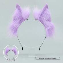 猫耳头箍卡哇伊狐狸耳洛丽塔角色扮演头饰日式蓬松发饰可调节耳朵JK角色扮演头饰 - 彩色 - 查看 7