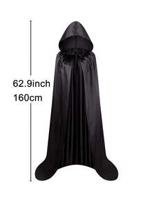 1 buah Jubah Berkerudung Halloween, Kostum Cosplay Satu Lapisan untuk Pertunjukan Panggung, Pesta Topeng & Pesta, 5 Ukuran (120/140/150/160/180), Hadiah Sempurna - Hitam - View 14
