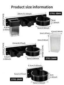 1个多功能吹风机支架，壁挂式吹风机收纳架，浴室吹风机架，吹风机整理架，浴室配件，浴室收纳整理 - 彩色 - 查看 3