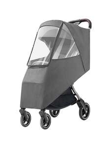 1pc Universal Stroller Rain Cover, Wind & Dust Proof, Waterproof, Fit For High View Baby Stroller, Protect Against Splash - Grey - View 8