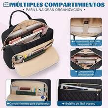 Bolsa para Laptop Mujer 17.3 Pulgadas Maletin para Laptop Impermeable Portafolios para Laptop bolsa para computadora, para Oficina, Negocios, Viajes, Universidad, Negro - Negro - Ver 3