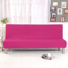 Stretch Futon Cover Armless Sofa Slipcover Foldable Sofa Bed Cover With Elastic Band, Washable (Red), Home Decor - Màu Hồng Tươi - Xem 2
