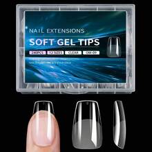 240 Sets Of Soft Gel Nail Tips Kits, Almond-Shaped Long Transparent Semi-Matte Surface, Geometric Patterns, No Trace, Easy To Apply Fake Nails, Manicure Supplies - 半磨砂護甲片09[240片] - 查看 2