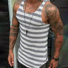 Men's Active Sleeveless Stripe Knitted Vest - Casual Style