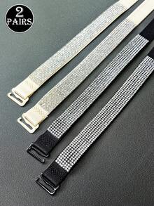 1/2 Cặp Áo ngực có dây đeo vai có thể tháo rời đính đá Rhinestone nhiều màu lấp lánh, quyến rũ dành cho nữ - Nhiều màu - Xem 1