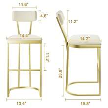 mteryoing Home Counter Height Bar Stools, Kitchen Breakfast Bar Stools With With Armless Design, Modern Pub Chairs With Upholstered And Metal Legs For Home Bar Dining Room, Set Of 2 - Vàng-4 CÁI - Xem 3