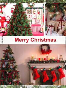 1/6/12pcs Vintage Velvet Christmas Bows For Tree Decoration, Rustic Crafts & Gifts, Classic Polyester Ribbon Bows For Christmas Valentine's Day Wedding Birthday Holiday Home & Wedding Decorations