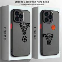 Fútbol Baloncesto Arte Genial Lujo Moderno Compatible con Apple 16 15 14 13 12 11 8 XR XS Pro Plus Funda Protectora de TPU Suave Transparente Mate - Colores mixtos - Ver 1