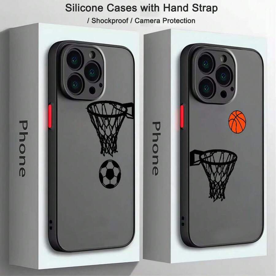 Fútbol Baloncesto Arte Genial Lujo Moderno Compatible con Apple 16 15 14 13 12 11 8 XR XS Pro Plus Funda Protectora de TPU Suave Transparente Mate - Colores mixtos - Ver 1