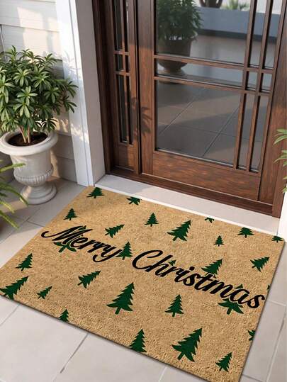 1 件装圣诞树迎宾门垫 - 速干、柔软、可机洗，适用于厨房、客厅、浴室 - 色彩鲜艳，易于清洁，节日家居装饰点缀，圣诞装饰厨房地毯