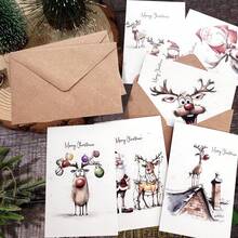 12张WhimsyWorks奇趣圣诞贺卡，含信封 - 多种节日主题设计，适合送给家人、朋友和同事 - 内页空白，可书写个人祝福 - 也适用于新年、祝贺和感谢等场合 - 彩色 - 查看 3