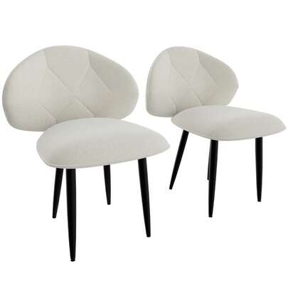 Zestaw 2 tapicerowanych krzeseł do jadalni, nowoczesne krzesła do jadalni, wygodne, poszerzone oparcie, krzesła kuchenne z metalowymi nogami