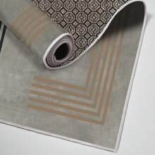HERGESTELLT IN DER TÜRKEI. Türkischer Teppich mit digitalem Perlmutt-Print – AL4010. Weicher, waschbarer Teppich mit rutschfester Filzrückseite – Moderne, dekorative Bodenmatte, geeignet für Wohnzimmer, Schlafzimmer, Badezimmer, Flur oder Eingangsbereich – Erhältlich in 5 Größen (40*60, 50*120, 50*160, 50*80, 60*100 cm). Schnelltrocknend, saugfähig, weich und komfortabel. Geeignet für den Innen- und Außenbereich. - Braun - Übersicht 7