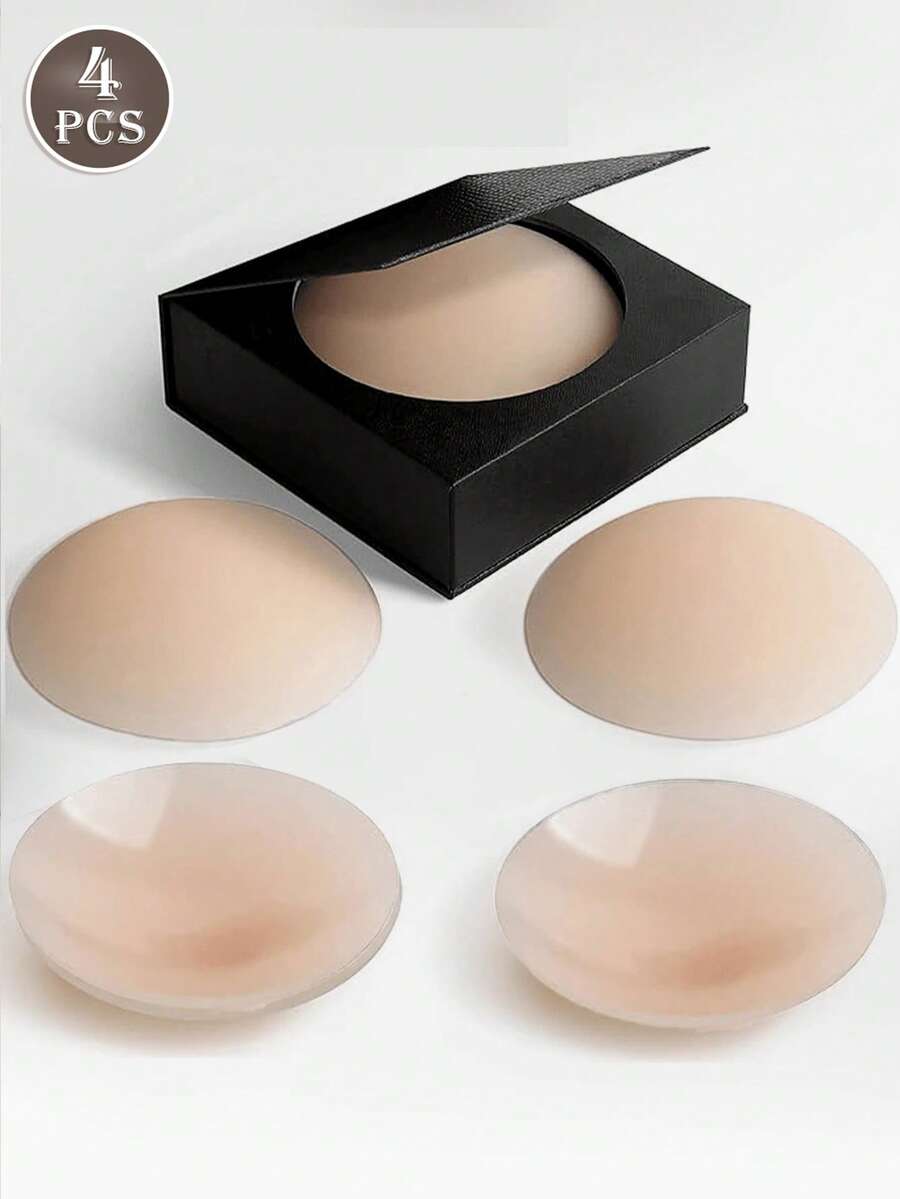 4 miếng dán núm vú silicon tái sử dụng trong hộp quà tặng cao cấp, miếng dán núm vú chống thấm nước cho phụ nữ, phù hợp với váy cưới, váy hở lưng, chụp ảnh, váy dạ hội, phụ kiện dự tiệc để ngăn ngừa sự cố trang phục và lộ hàng