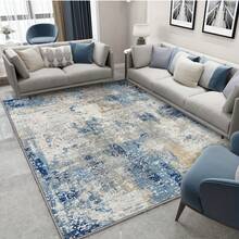 1 件装现代蓝米色抽象图案地毯，柔软防滑可水洗，适用于客厅、厨房、卧室、玄关、迎宾垫、门垫、户外垫、厨房地毯、家居装饰 - 彩色 - 查看 10