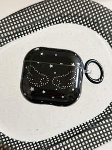 Minimalist Star & Angel Wing Wireless Bluetooth Earphone Protective Case - Black - View 4