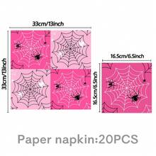 10 piezas Vajilla desechable de araña rosa de 7/9 pulgadas, bandeja redonda desechable para postres, vasos de papel, servilletas, adecuado para fiesta con tema de araña, fiesta de cumpleaños, fiesta familiar, fiesta con amigos, suministros para cena