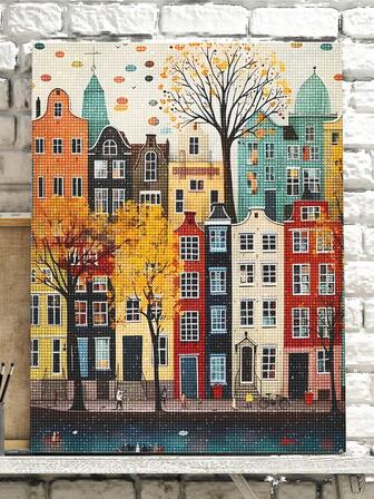 | 5D DIY 钻石画 | 独特的插画风格：手工装饰画、城镇街道平面风景、水钻全马赛克工艺品套件、成人高清钻石画以及 DIY 技能和注意力练习。