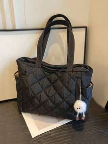 Leisure Large Capacity Down Padded Coat Bag Fashion Shoulder Bag Portable Oblique Tote Bags, Commuter School, Sports, Traveling, Hiking, Sports, Travel School Bag, Back To School Backpack, Large Capacity, Portable, Lightweight, Suitable For Teen Girl Women College Students, Perfect For Back To School, College, Middle School, High School, Fashionable Tote Bag With Zipper, Tote Bags For Women, College Essentials