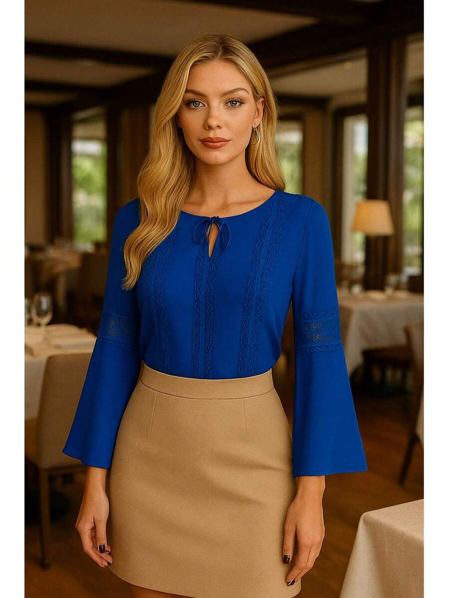 BLUSA DE TECIDO PLANO CASUAL MUITO ELEGANTE BOHO