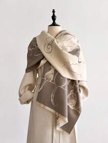 1pc Faux Cashmere Cute Colorblock Cat Pattern Jacquard Knit Warm Scarves Wrap For Women, Fashionable Accessory For Autumn/Winter, Suitable For Decoration - Multicolor - View 9