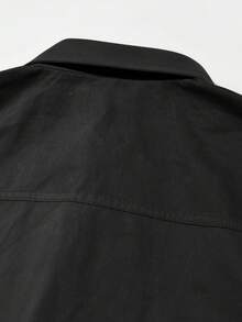 Kemeja Katun Kasual Pria, Warna Polos, Nyaman, Banyak Saku, Gaya Vintage, Cocok untuk Pemakaian Sehari-hari, Musim Semi/Musim Gugur, Atasan Lengan Panjang - Hitam - View 7