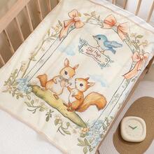 卡通印花平纹细布襁褓毯新生儿婴儿裹巾浴巾爱心情人节