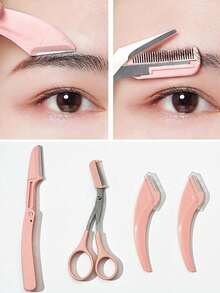 1/2/3pcs, Eyebrow Clippers/Crescent Shaped Eyebrow Trimmer, Blade, Novice Eyebrow Scraper, Male/Female Exclusive Set