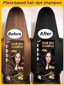 四合一男女通用黑色、浅棕色、深棕色、栗色染发洗发水，遮盖白发，蓬松秀发，即时染发洗发水，持久四合一染发剂，半永久性染发剂。咖啡棕色洗发水