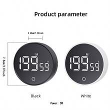 1pc 3*AAA Battery Powered Timer, Precise Seconds/Minutes Rotation Timer, Forward/Backward Adjustable, Angle Adjustable Stand/Magnetic For Fridge, Super Quiet Digital Display Multi-Function Timer, 3 Volume Levels