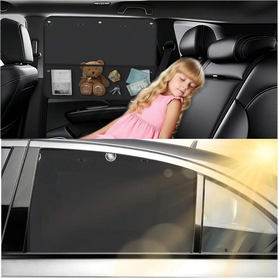 2-Piece Car Side Window Sunshade, Comprehensive UV Protection And Privacy Protection, Suitable For Various Car Models, Making Your Driving Experience More Comfortable! - Black - View 1