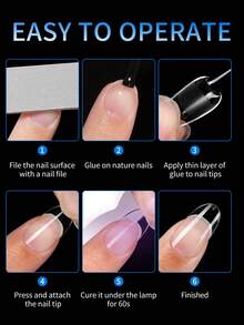 120/600PCS Short Round Nail Tip Soft Gel Transparent Gel Nail Tip Semi-Matte Full Coverage Nail Tip Acrylic Pre-Pressed False Nail Tip Nail Lengthening Home DIY Nail Press Nail Products - Clear - View 5