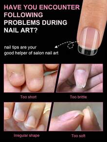 120/600片装 短方形软胶透明甲片 半哑光全覆盖甲片 亚克力预压假指甲片 指甲延长器 家用DIY美甲压片 美甲产品 美甲用品 - 無色 - 查看 6