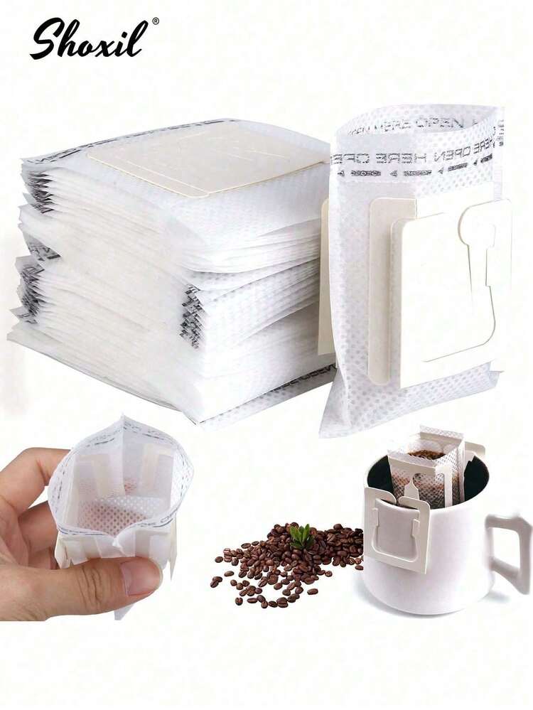 shoxil 50PCs/100PCs Disposable Coffee Filter Bags - Portable Hanging Ear Design For Single Serve Pour Over, Compatible With Most Cups | Ideal For Travel, Camping, Home & Office Use - Ear Filter Paper - View 4