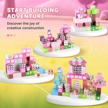 100PCS STEM Magnetic Building Blocks & Tiles – Pink Forest Park DIY 3D House And Tree Scene With Cute Character Cubes – Imaginative Construction Toy, Creative Birthday & Christmas Gift - 100 CHIẾC - Xem 4