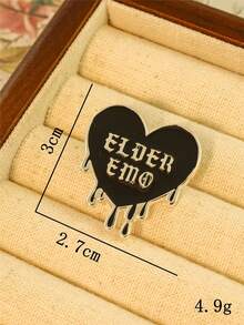 1 Stück Cartoon Schwarz Legierung Magie Buchstaben Herz geformte Anstecknadel für Kleidung, Taschen, Clubs, Valentinstag, Geschenke für sie Valentinstag, Mutter, Muttertag, Geschenk