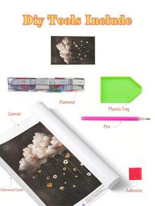 | 5D DIY 钻石画 | 自然艺术手工装饰画，云朵与花朵的融合。水钻全套马赛克工艺品套装，成人高清钻石画，以及 DIY 技巧和专注力练习。 - 彩色 - 查看 3
