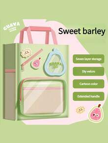 1 件大容量儿童辅导包 - 多隔层帆布手提书包，适合在校学生，家庭作业整理器，带文件袋，可存放美术用品，学习手提包，适合男孩和女孩 - 魔鬼氈補習袋 - 查看 7