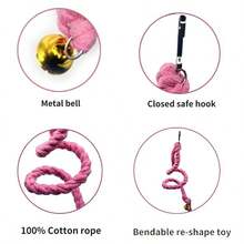 1pc Parrot Cotton Rope Colorful Bead Wooden Block Chew Toy (30cm L X 9cm W), Parrot Chewing Boredom Relief Hanging Toy, Bird Cage Accessory, Random Color - Multicolor - View 6