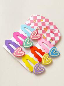 6入組女孩愛心裝飾髮夾適用於日常生活 - 彩色 - 查看 10