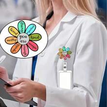 1 pieza Clip de identificación con forma de pétalo de acrílico, Soporte de identificación, Elástico, Adecuado para enfermeras, médicos, trabajadores, trabajadores sociales, personal de oficina, maestros, regalos