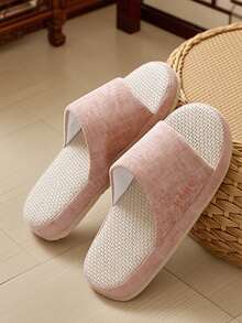 女士拖鞋 亚麻透气 不易沾尘 吸汗拖鞋 四季款式 居家拖鞋 - 綠色 - 查看 1