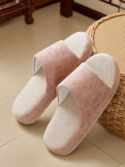 女士拖鞋 亚麻透气 不易沾尘 吸汗拖鞋 四季款式 居家拖鞋